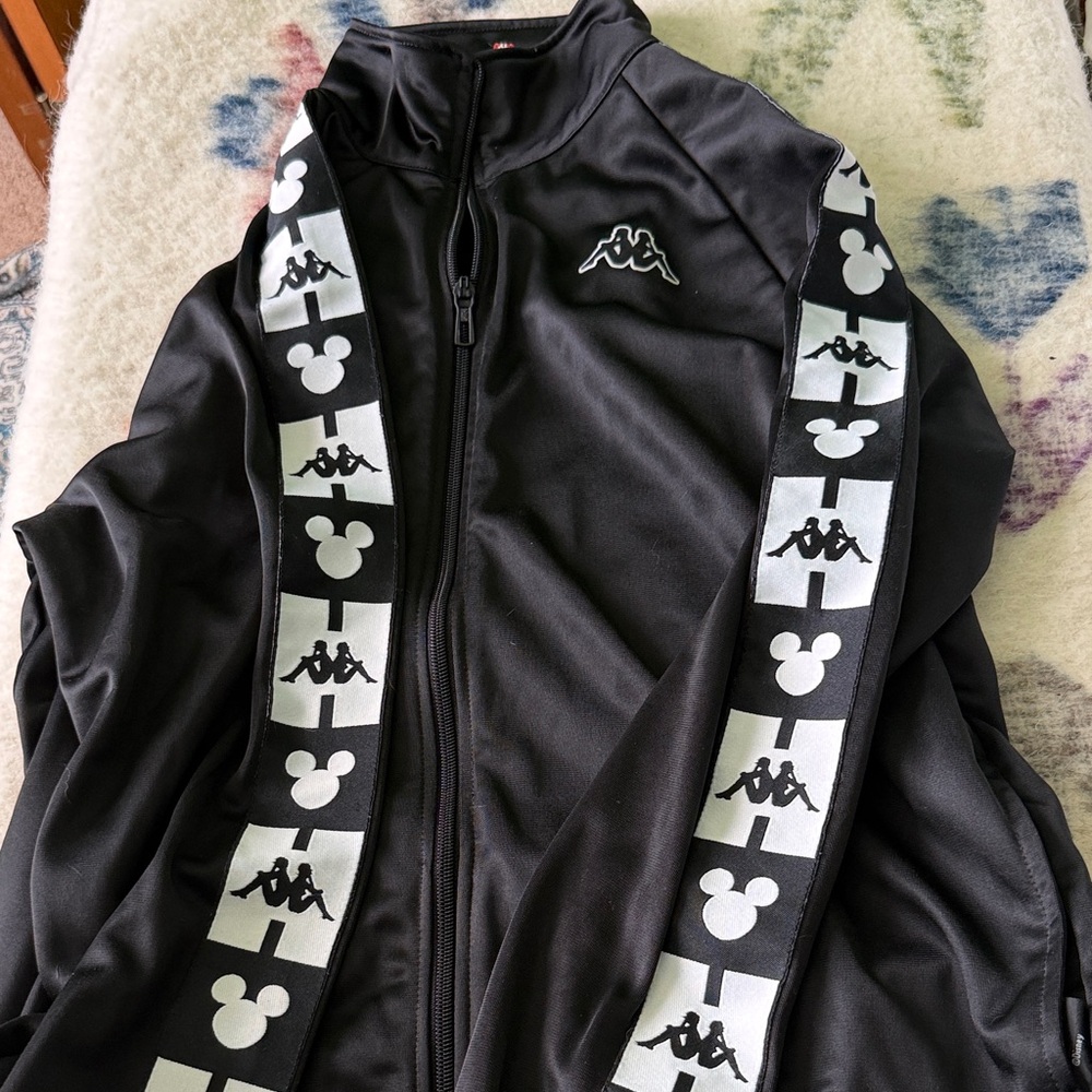 Kappa Black Track Jacket with White Logo Tape